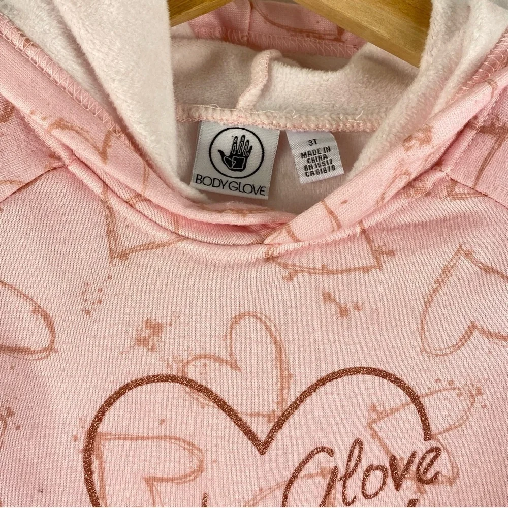 Body Glove Pink Heart Hooded Sweater Toddler Girl Size 3T